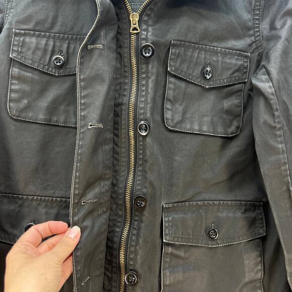 VTG J. Crew Jacket Women's S Black Washed and Aged Waxed Cotton Utility Preppy - Picture 11 of 12
